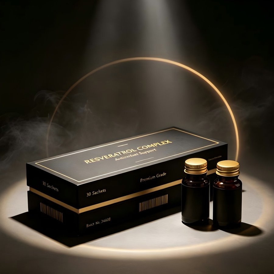 Black-Gold Long Rigid Box for Antioxidant Oral Liquid