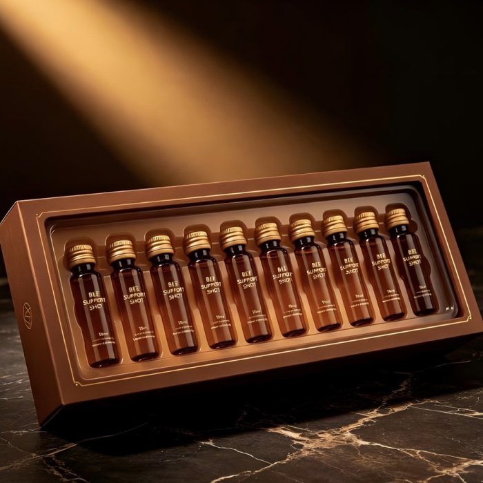 brown-rigid-box-transparent-window-oral-shot-bottles-custom-packaging