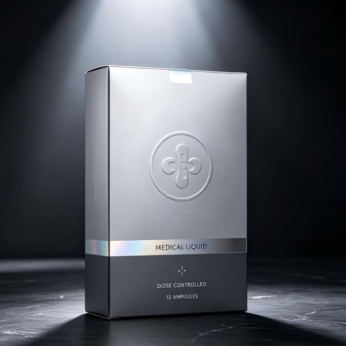 silver-grey-medical-rigid-box-embossed-logo-custom-pharma-packaging