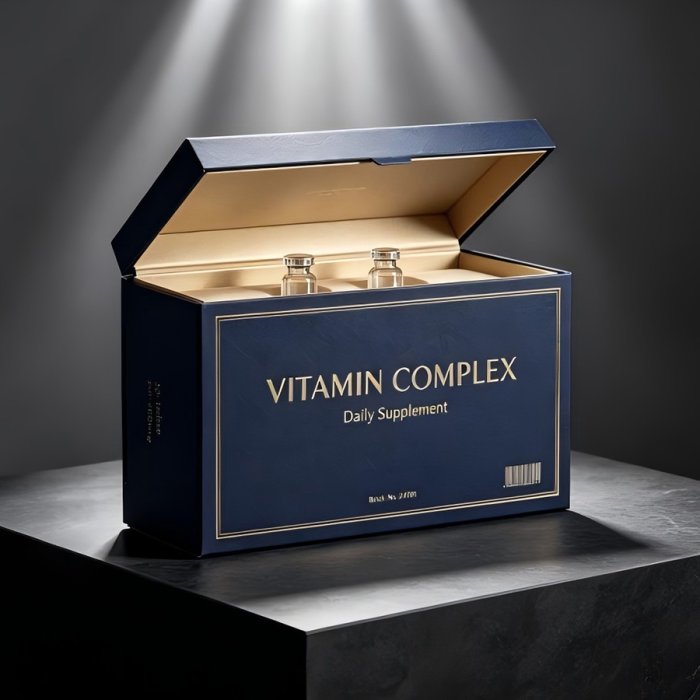 hinged-navy-rigid-box-glass-vial-vitamin-custom-packaging-manufacturer