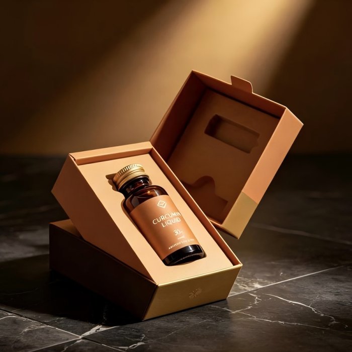 kraft-brown-hinged-rigid-box-curcumin-amber-bottle-custom-packaging