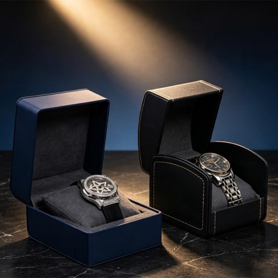 Custom Luxury Square Hinged Watch Rigid Boxes