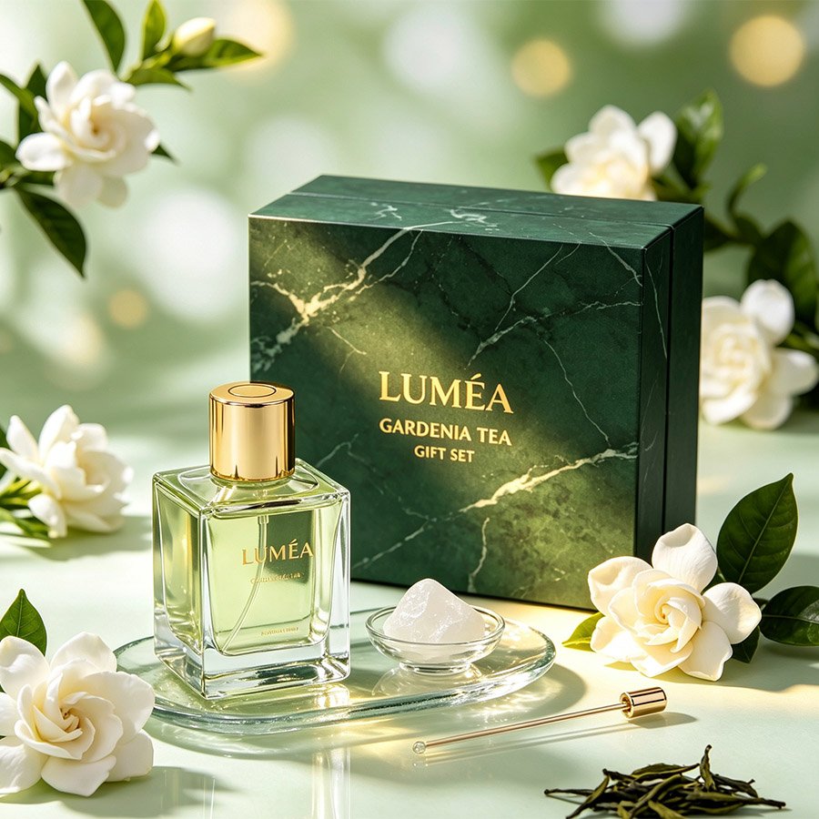 Luxury Gardenia Fragrance Set with Emerald Rigid Packaging Box