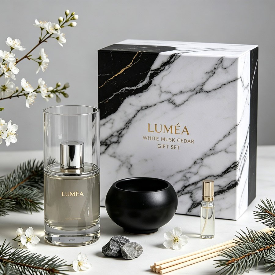 Elegant Peony Scent Gift Set Presented in Premium Rigid Packaging Box