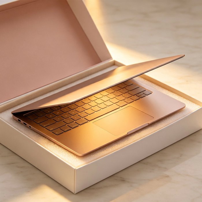custom-ivory-magnetic-rigid-box-laptop-packaging-supplier