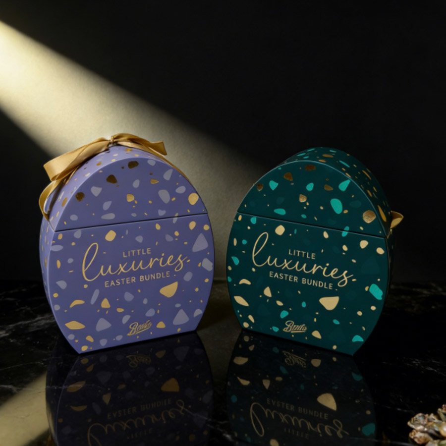 Creative Shaped Gift Boxes with Ribbons, Marbled Texture and Gold Foil Text Design