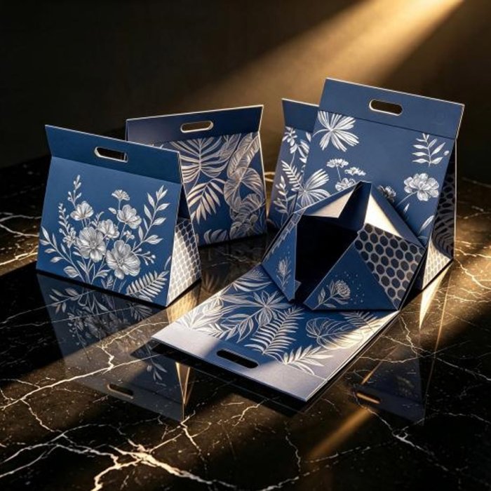 dark-blue-floral-foldable-rigid-gift-box-with-handle