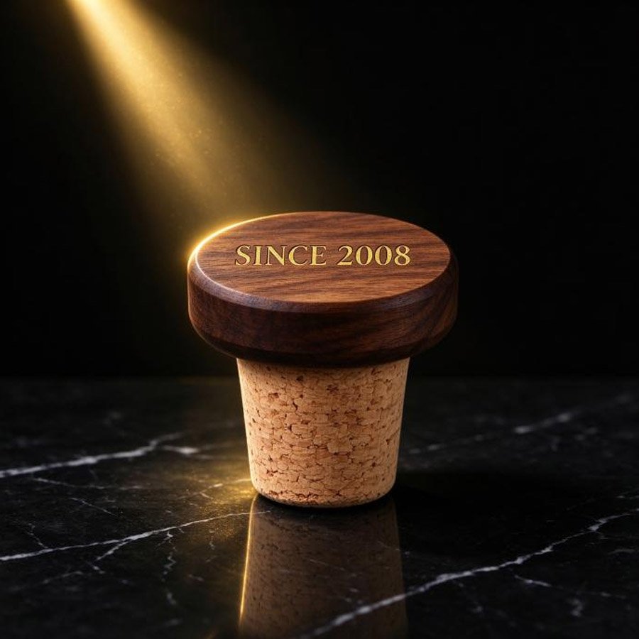 Custom Laser-Engraved Wooden Lid Cork Stopper