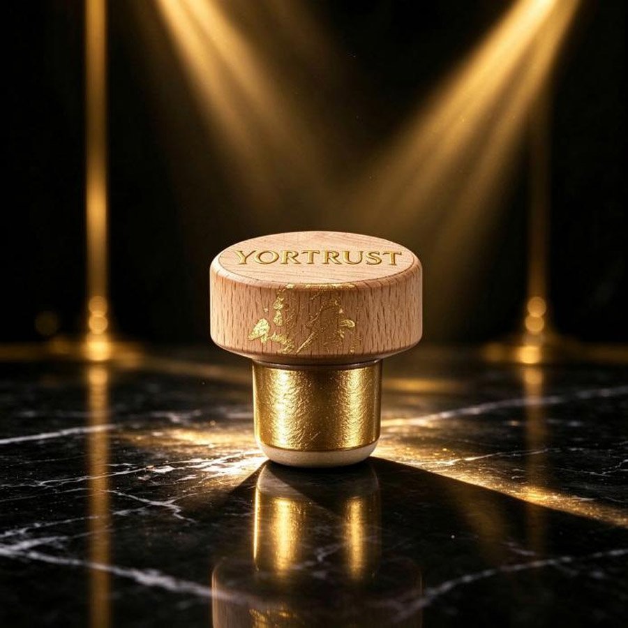  Exquisite Carved Cork Bottle Cap with T-shaped Cork and Wooden Lid