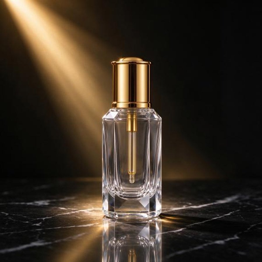 Octagonal Attar Bottle 12ml with Gold Metal Cap, Arabic Oud & Perfume Oil Bottle, GCC Wholesale