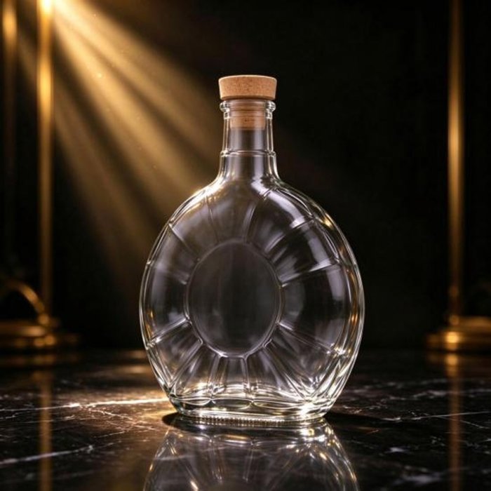 Bespoke glass liquor bottle with a custom silhouette